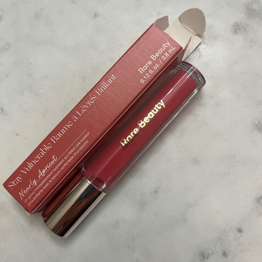 Rare Beauty Glossy Lip Balm Stay Vulnerable NEARLY APRICOT Makeup Lips Box New